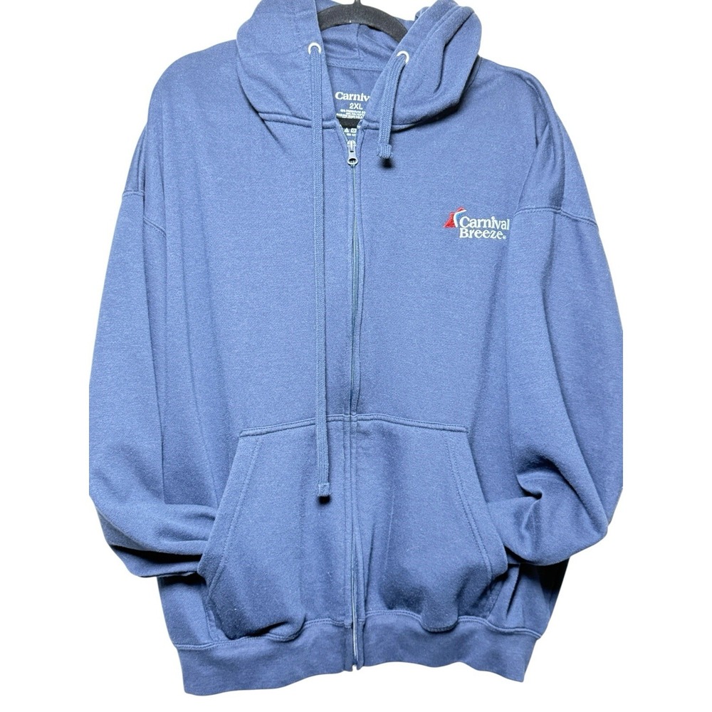 Carnival  Breeze Cruise Ship Full Zip Hoodie Sweatshirt Blue Vacation Size 2XL